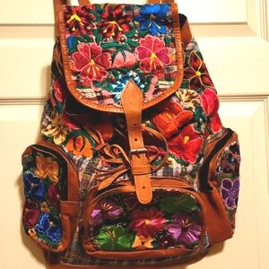 Beautiful floral embroidered backpack, 12x18